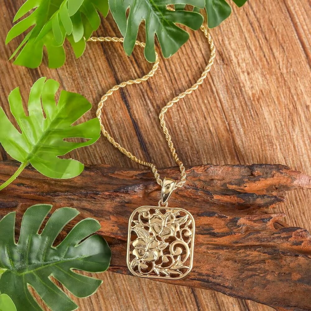 20mm Gold Hawaiian Hibiscus Necklace